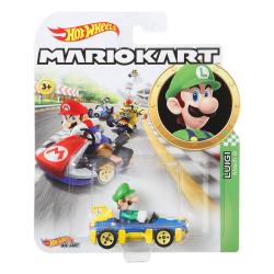 Mario Kart Vehículo Hot Wheels 1/64 Luigi (Mach 8) 8 cm