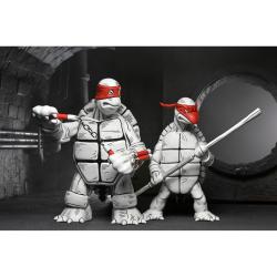 LAS PRIMERAS TORTUGAS VERSIÓN EN BLANCO Y NEGRO PACK 2 FIGURAS DE ACCIÓN A ESCALA 18 CM TORTUGAS NINJA  MIRAGE COMICS