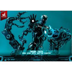 Iron Man 2 Figura 1/6 Neon Tech Iron Man with Suit-Up Gantry 32 cm Hot Toys