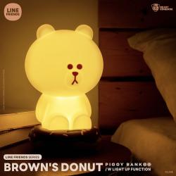 Line Friends Series Piggy Bank with Light Up Function Brown\'s Donut 25 cm