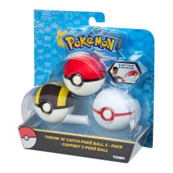 Pokemon Pack de 3 Pokeballs Throw \'n\' Catch 6 cm