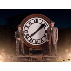 Regreso al Futuro III Estatua 1/10 Deluxe Art Scale Marty and Doc at the Clock 30 cm