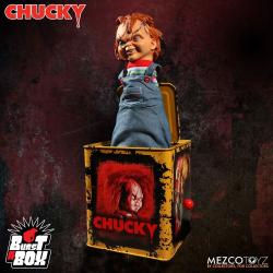La novia de Chucky Caja de música Caja sorpresa Burst-A-Box Scarred Chucky 36 cm