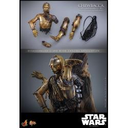 Star Wars Episode V Figura Movie Masterpiece 1/6 Chewbacca with Disassembled C-3PO 36 cm