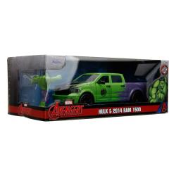 Marvel Vehículo 1/24 Hollywood Rides 2014 Ram 1500 con Hulk Figura Jada Toys