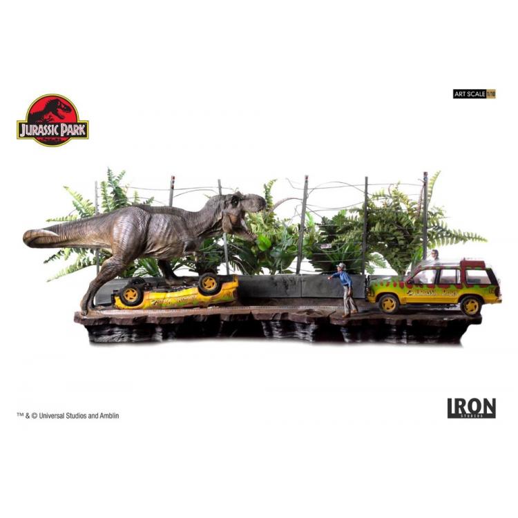 Parque Jurásico Diorama 1/10 Art Scale T-Rex Attack Set A + Set B 57 cm