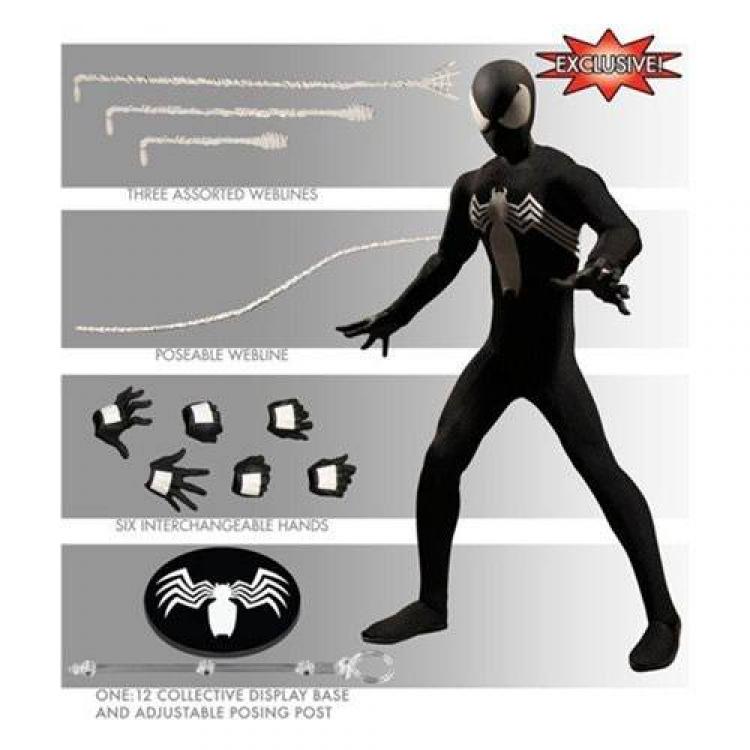Marvel Figura 1/12 Black Suit Spider-Man Previews Exclusive 15 cm