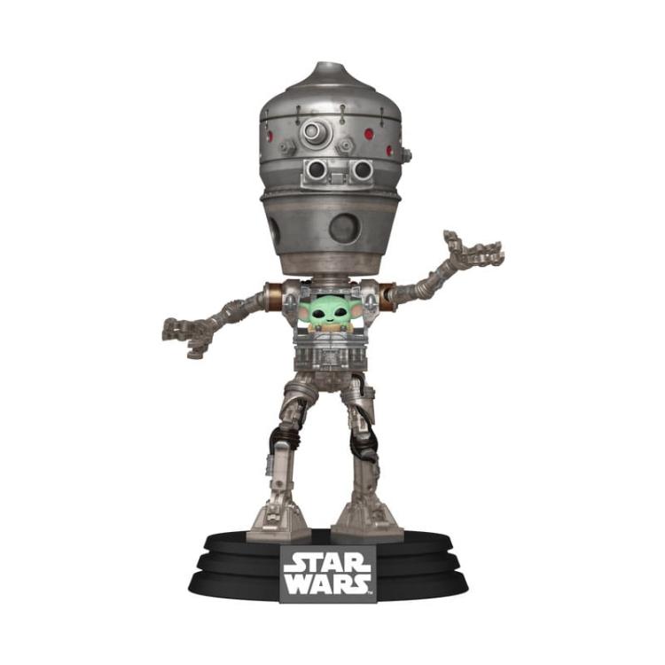 Star Wars: The Mandalorian POP! Deluxe Vinyl Bobblehead Figura IG-12 with Grogu 17 cm FUNKO