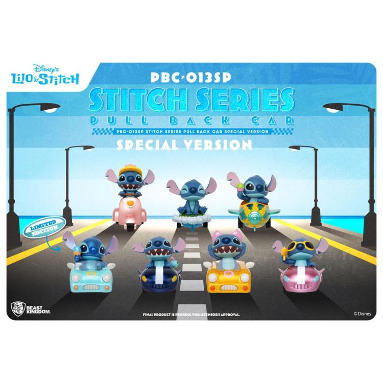Lilo & Stitch Pull Back Car Series Pack de 6 Coches de Cuerda Blind Box Special Edition Beast Kingdom Toys +